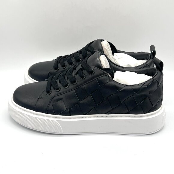 JSLIDES Womens Size 8.5 Dede Black Woven Leather Platform Sneakers‎ Shoes - Picture 6 of 13